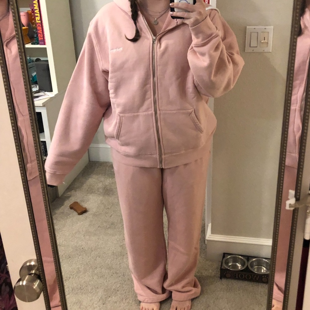Madhappy Pink Zip-Up Hoodie and Sweatpants Set